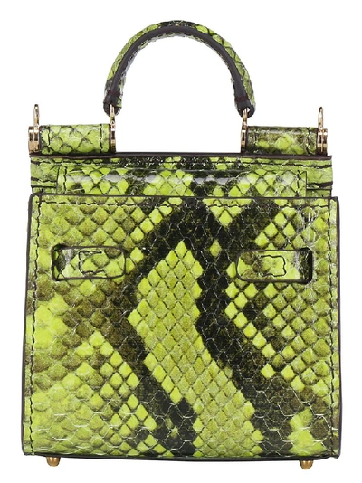 Shop Dolce & Gabbana Micro Sicily 58 Shoulder Bag In Green