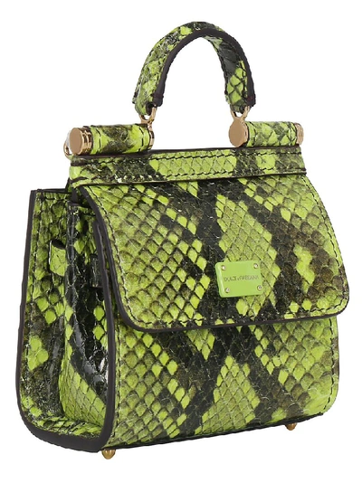 Shop Dolce & Gabbana Micro Sicily 58 Shoulder Bag In Green