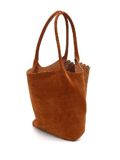 Shop Paco Rabanne Top Handles Tote Bag In Brown