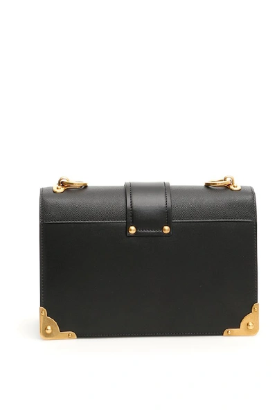 Shop Prada Logo Cahier Shoulder Bag In Black