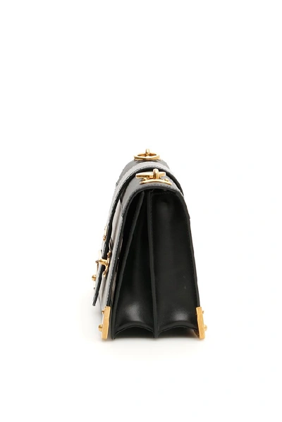 Shop Prada Logo Cahier Shoulder Bag In Black