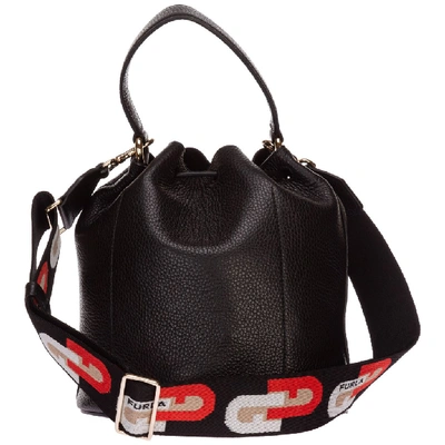 Shop Furla Sleek Bucket Bag In Black