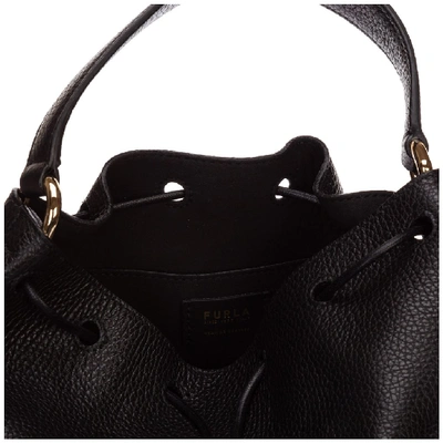 Shop Furla Sleek Bucket Bag In Black