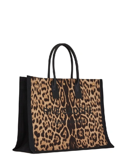 Shop Saint Laurent Rive Gauche Leopard Print Tote Bag In Multi
