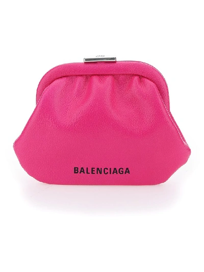 Shop Balenciaga Cloud Coin Purse In Pink