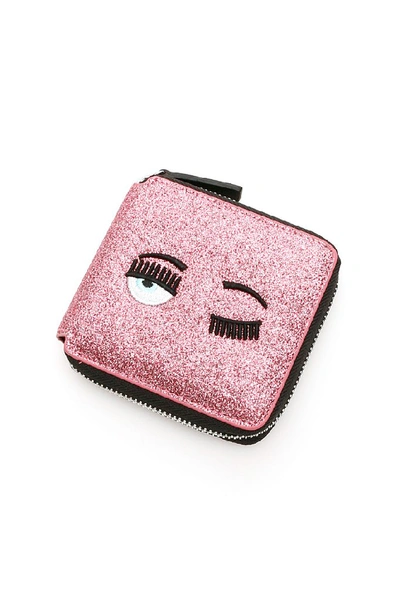 Shop Chiara Ferragni Flirting Glitter Wallet In Pink