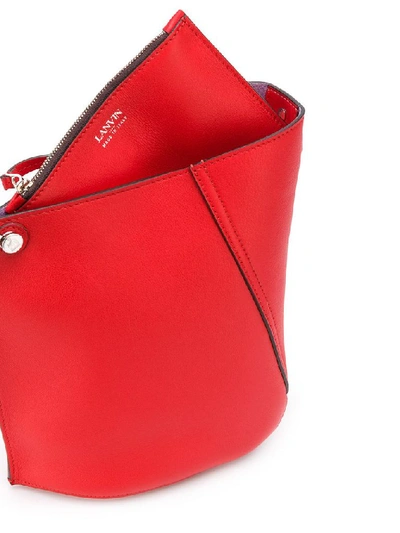 Shop Lanvin Asymmetrical Bucket Tote Bag In Red