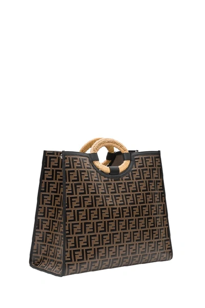 Shop Fendi Runaway Large Shopper Bag In Brown