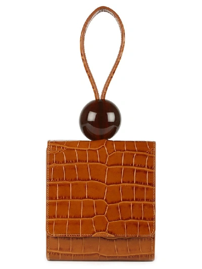 Shop By Far Ball Clutch Bag In Brown