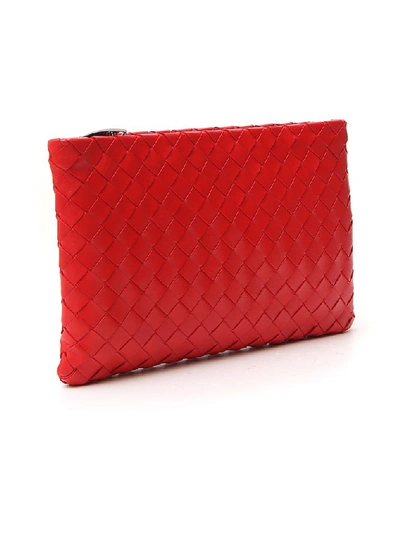 Shop Bottega Veneta Intrecciato Weave Clutch Bag In Red