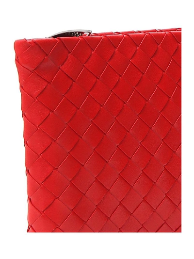 Shop Bottega Veneta Intrecciato Weave Clutch Bag In Red