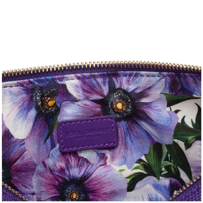 Shop Dolce & Gabbana Floral Print Clutch In Purple