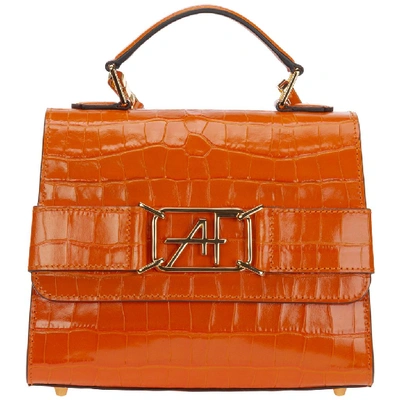 Shop Alberta Ferretti Logo Buckle Handbag In Orange