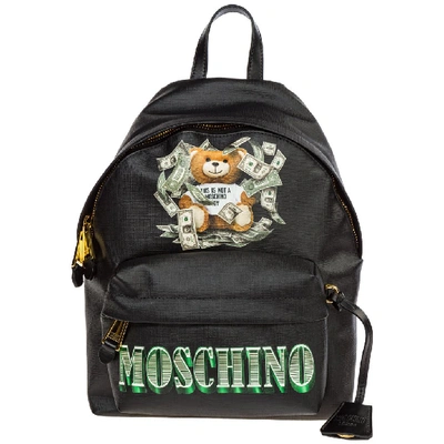 Shop Moschino Teddy Logo Backpack In Black