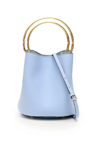 Shop Marni Panier Bucket Bag In Blue