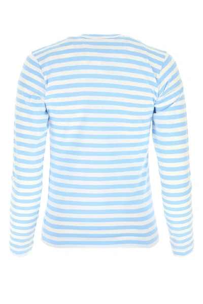 Shop Comme Des Garçons Play Striped Long Sleeve T In Blue
