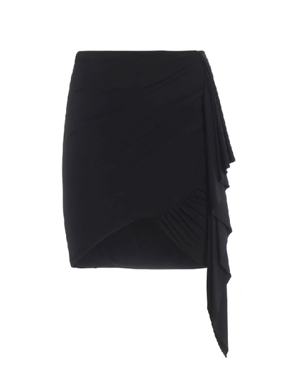 Shop Alexandre Vauthier Draped Waterfall Mini Skirt In Black