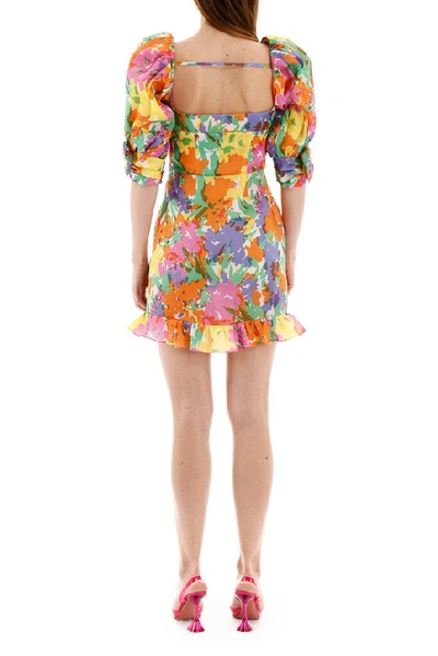 Shop Alessandra Rich Floral Ruffle Hem Dress In Multi