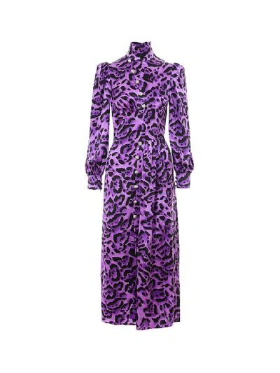 Shop Alessandra Rich Leopard Print Dress In Purple