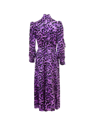 Shop Alessandra Rich Leopard Print Dress In Purple