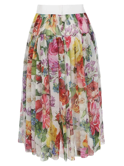 Shop Dolce & Gabbana Floral Pleated Midi Skirt In Multi