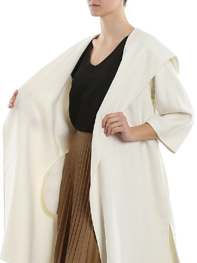 Shop Max Mara Studio Belted Hooded Coat In White