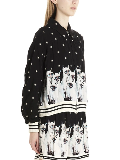 Shop Undercover Cat Print Bomber Jacket In Black