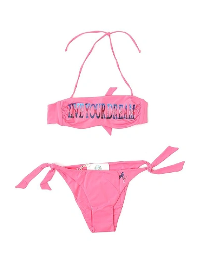 Shop Alberta Ferretti Sequinned Bikini In Pink