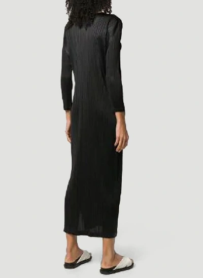 Shop Issey Miyake Pleats Please By  Long Sleeve Pleated Dress In Black