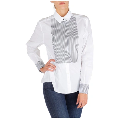 Shop Dolce & Gabbana Striped Bib Shirt In White