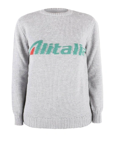 Shop Alberta Ferretti Alitalia Intarsia Knit Sweater In Grey