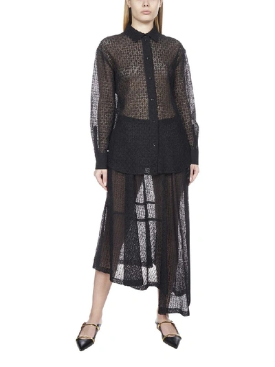 Shop Jil Sander Lace Asymmetric Skirt In Black