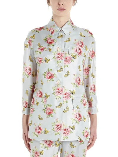 Shop Prada Rose Printed Shirt In Multi