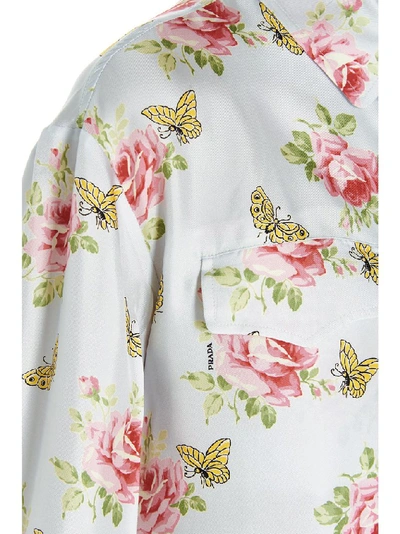 Shop Prada Rose Printed Shirt In Multi