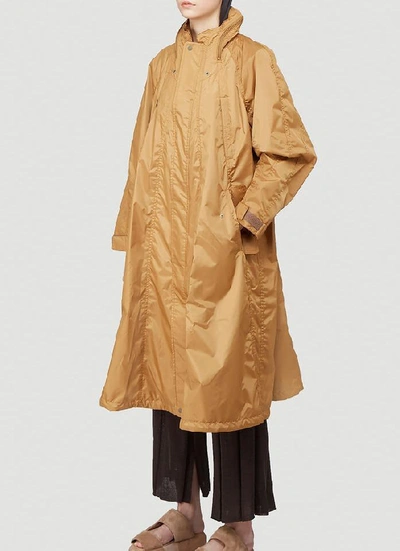 Shop Issey Miyake Hooded Raincoat In Brown