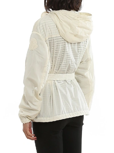Shop Moncler Cinabre Ruffled Detail Jacket In White