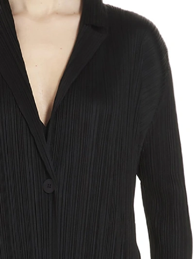 Shop Issey Miyake Pleats Please By  Pleated Blazer In Black