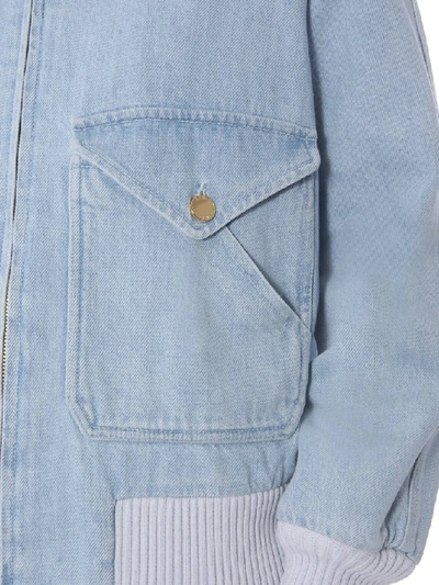 Shop Alberta Ferretti Zip Up Denim Jacket In Blue