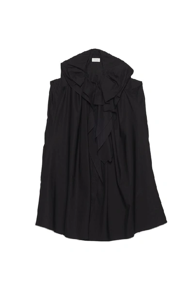 Shop Lemaire Asymmetrical Front Ruffle Dress In Black
