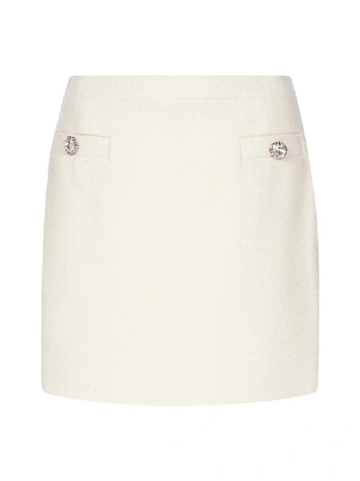 Shop Alessandra Rich Embellished Button Mini Skirt In White