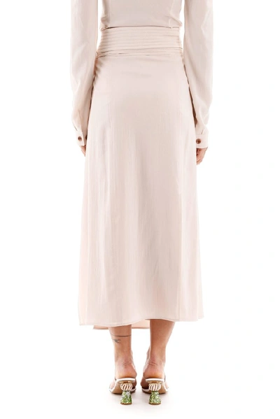 Shop Lemaire Wrap Front Midi Skirt In Beige