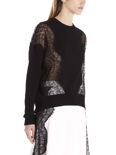 Shop Givenchy Lace Paneled Sweater In Black