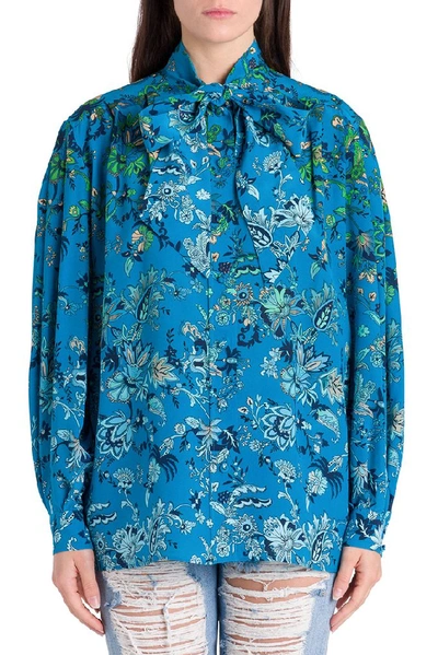 Shop Givenchy Floral Blouse In Blue