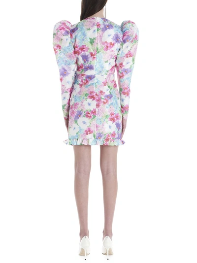 Shop Alessandra Rich Floral Puff Sleeve Dress In Multi