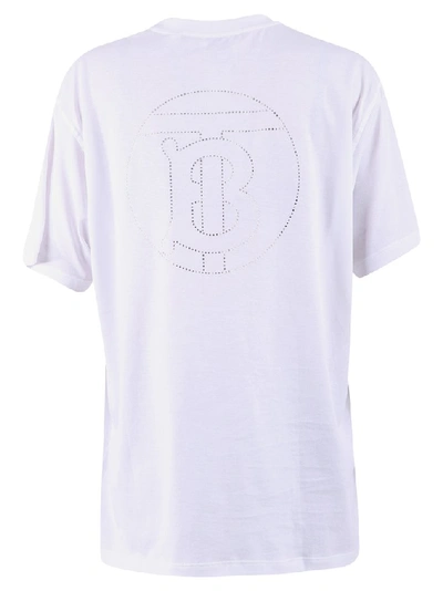 Shop Burberry Crystal Embellished Logo T In White
