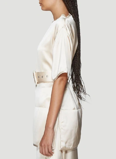 Shop Jil Sander Belted Top In Beige