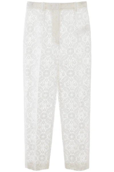Shop Alexander Mcqueen Lace Sheer Trousers In White
