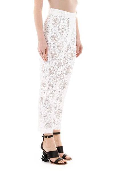 Shop Alexander Mcqueen Lace Sheer Trousers In White