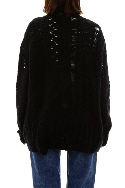 Shop Amiri Oversized Knitted Cardigan In Black