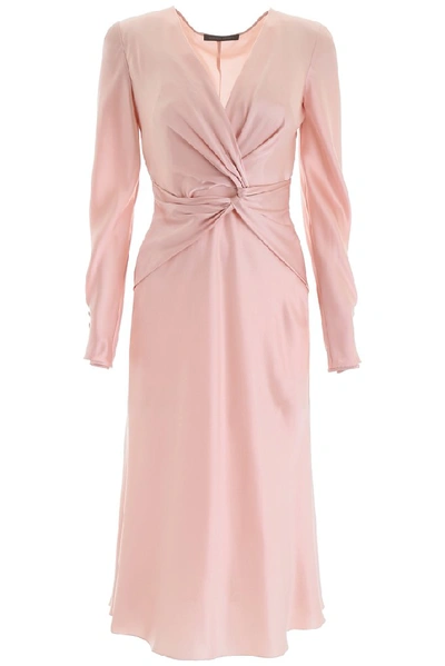 Shop Alberta Ferretti Deep V Neck Midi Dress In Pink